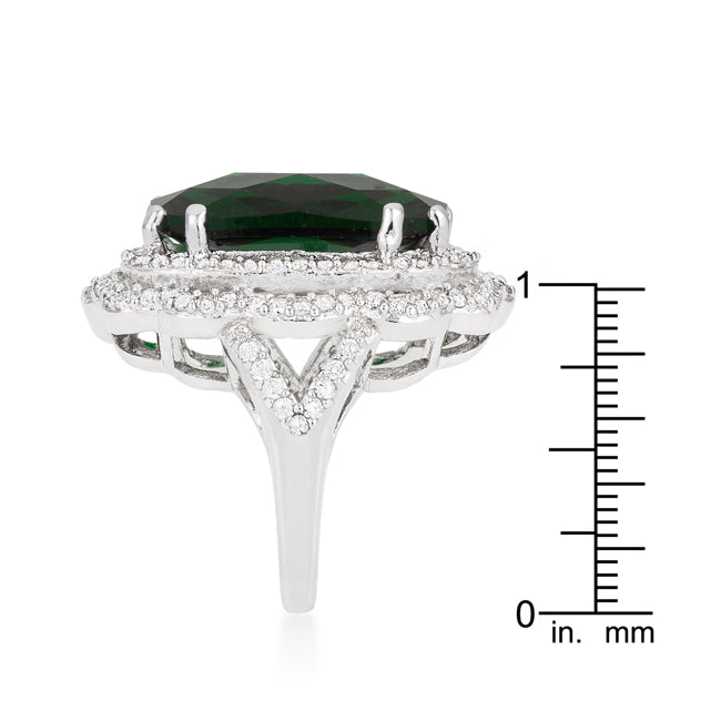 Lovcia Elegant Green Crest Cocktail Ring-Rings-5-5