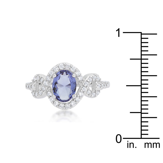 Lovcia Elegant Halo Tanzanite Cocktail Ring with Infinity Shank-Rings-5-5