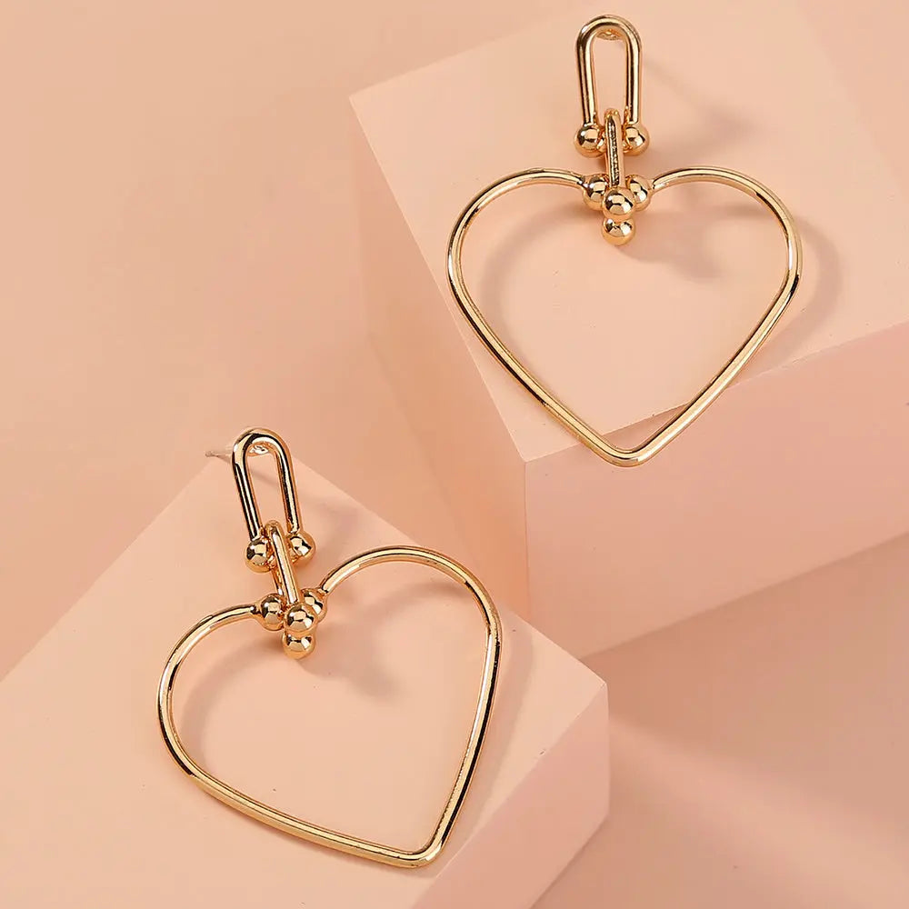 Lovcia Elegant Heart-Shaped Zinc Alloy Stud Earrings with Electroplated Finish-Earrings-default-default