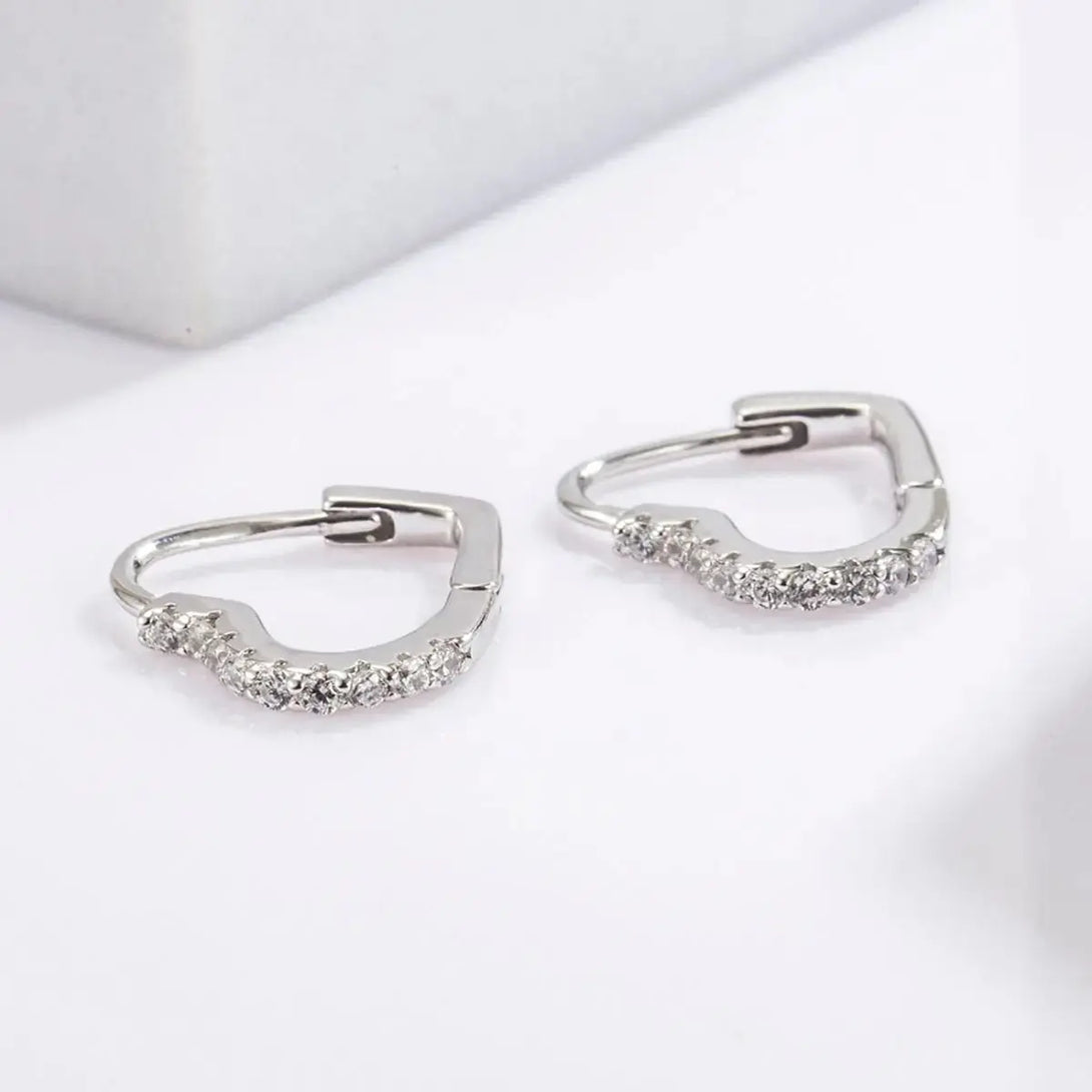 Lovcia Elegant Heart-Shaped Zircon Earrings in Sterling Silver for Women-Earrings-Silver-One Size-Silver
