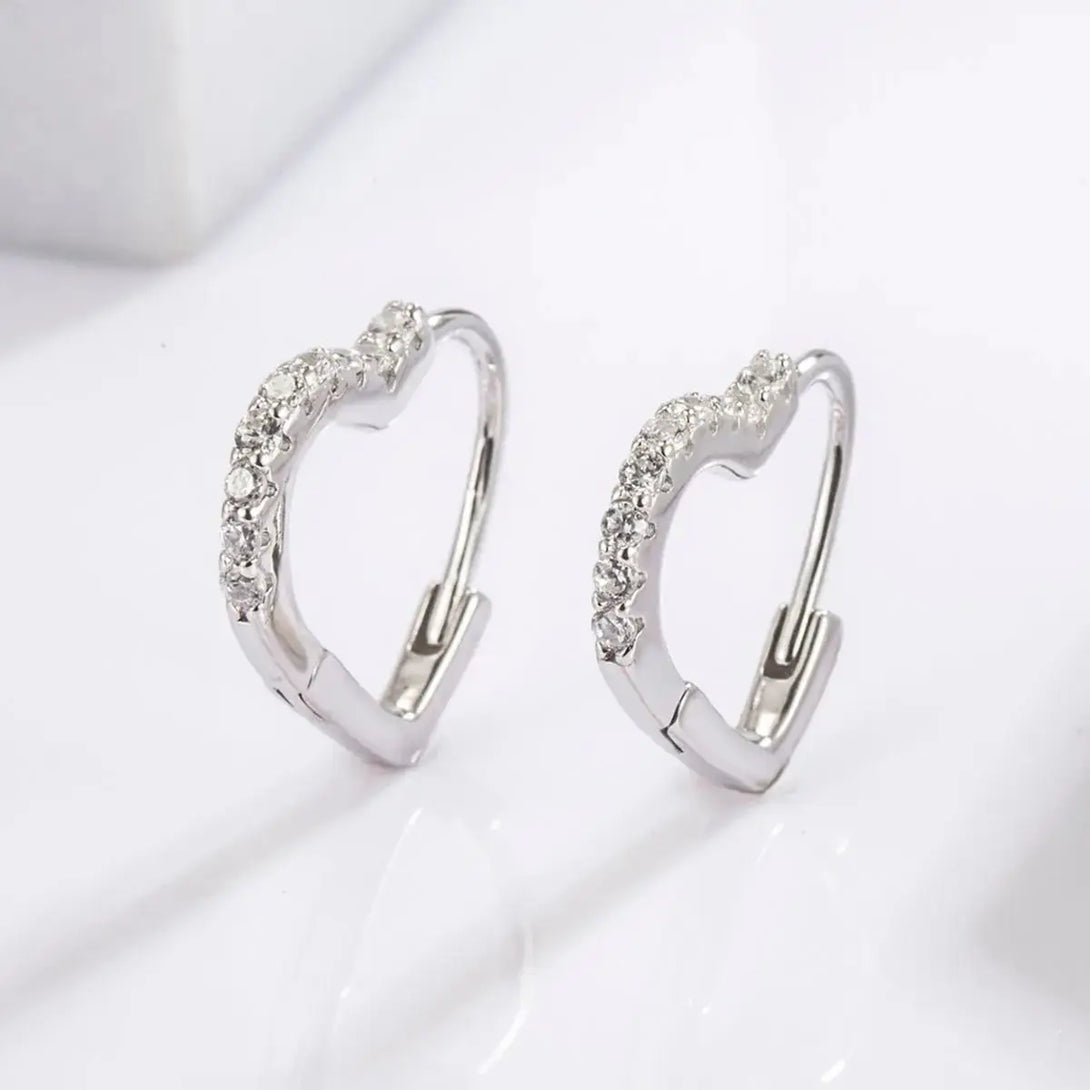 Lovcia Elegant Heart-Shaped Zircon Earrings in Sterling Silver for Women-Earrings-Silver-One Size-Silver