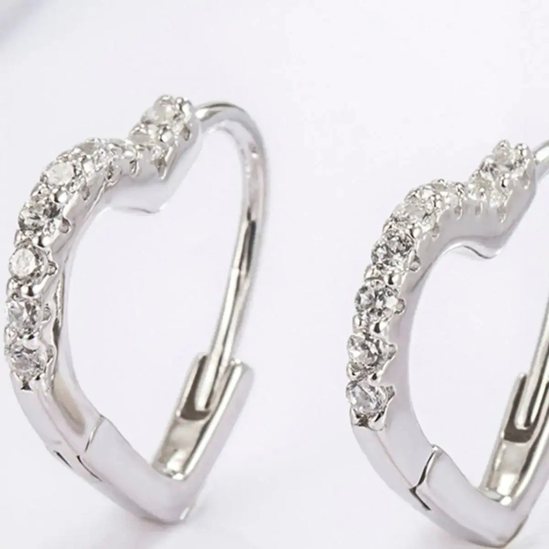 Lovcia Elegant Heart-Shaped Zircon Earrings in Sterling Silver for Women-Earrings-Silver-One Size-Silver