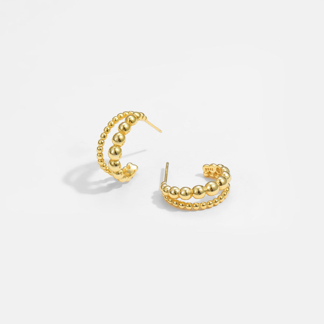 Lovcia Elegant Holiday Beads 925 Sterling Silver Hoop Earrings for Women with 18K Gold/Rhodium Finish-Earrings-Silver-Silver
