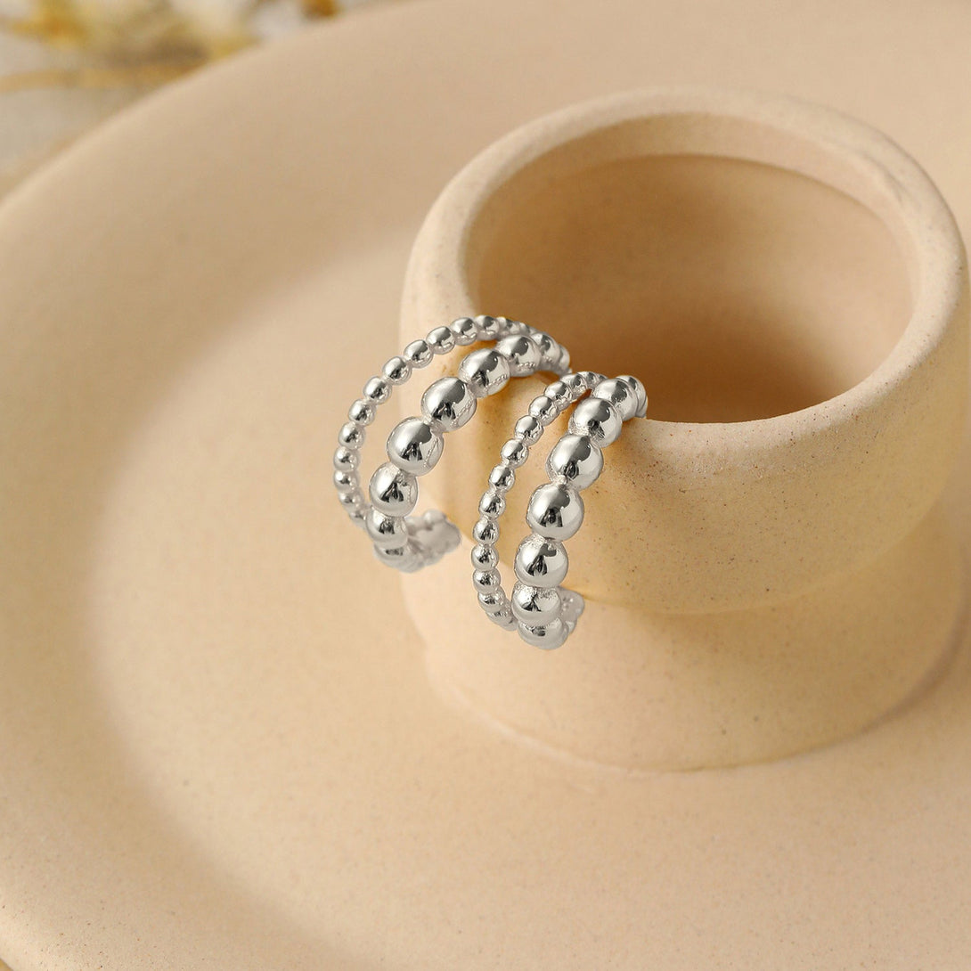Lovcia Elegant Holiday Beads 925 Sterling Silver Hoop Earrings for Women with 18K Gold/Rhodium Finish-Earrings-Silver-Silver