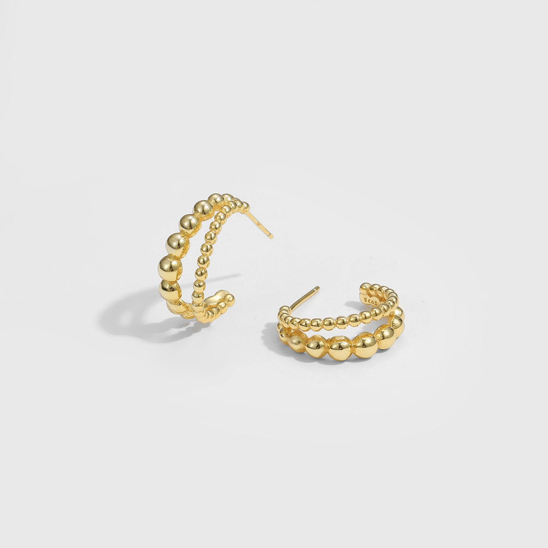 Lovcia Elegant Holiday Beads 925 Sterling Silver Hoop Earrings for Women with 18K Gold/Rhodium Finish-Earrings-Silver-Silver