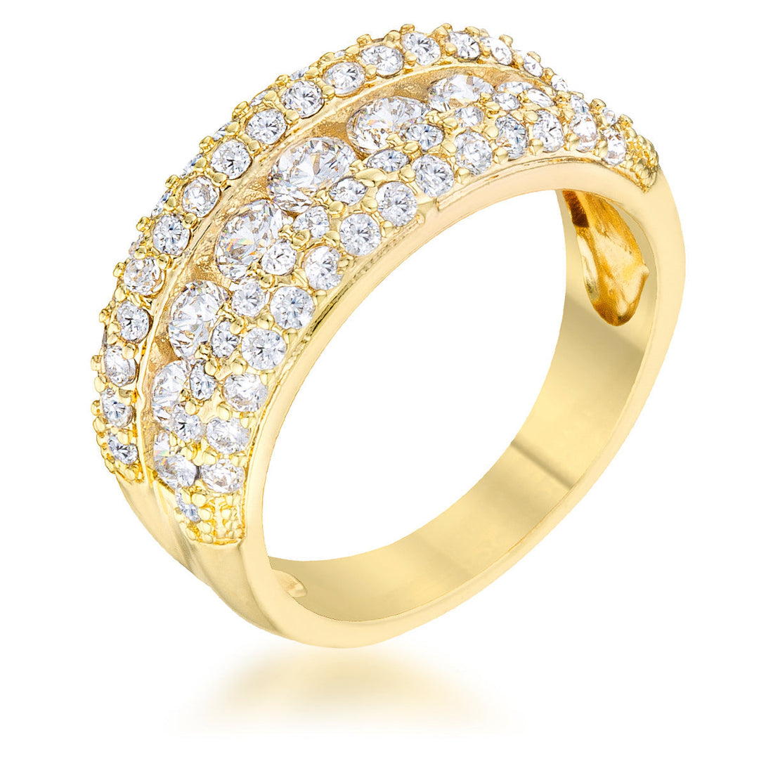 Lovcia Elegant Luna 1.1ct Cubic Zirconia 14k Gold Channel Set Band Ring-Rings-5-5