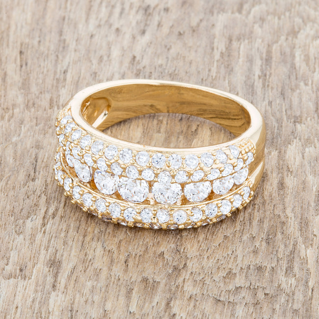 Lovcia Elegant Luna 1.1ct Cubic Zirconia 14k Gold Channel Set Band Ring-Rings-5-5