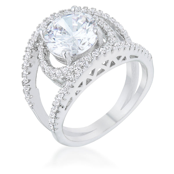 Lovcia Elegant Marcie Rhodium Ring with 3ct CZ Stones-Rings-5-5
