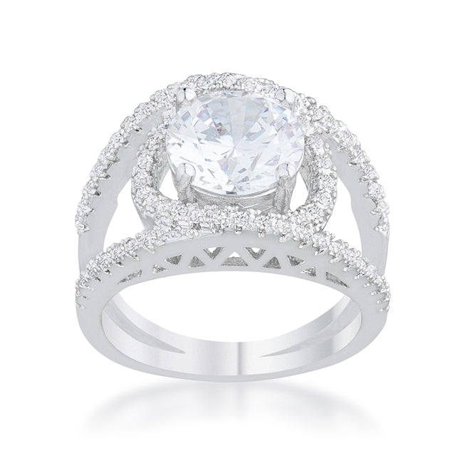 Lovcia Elegant Marcie Rhodium Ring with 3ct CZ Stones-Rings-5-5