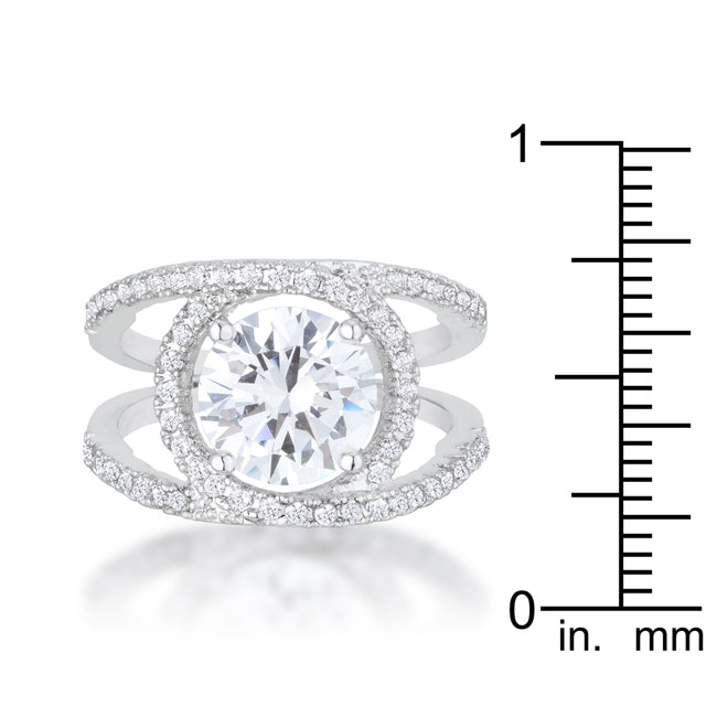 Lovcia Elegant Marcie Rhodium Ring with 3ct CZ Stones-Rings-5-5