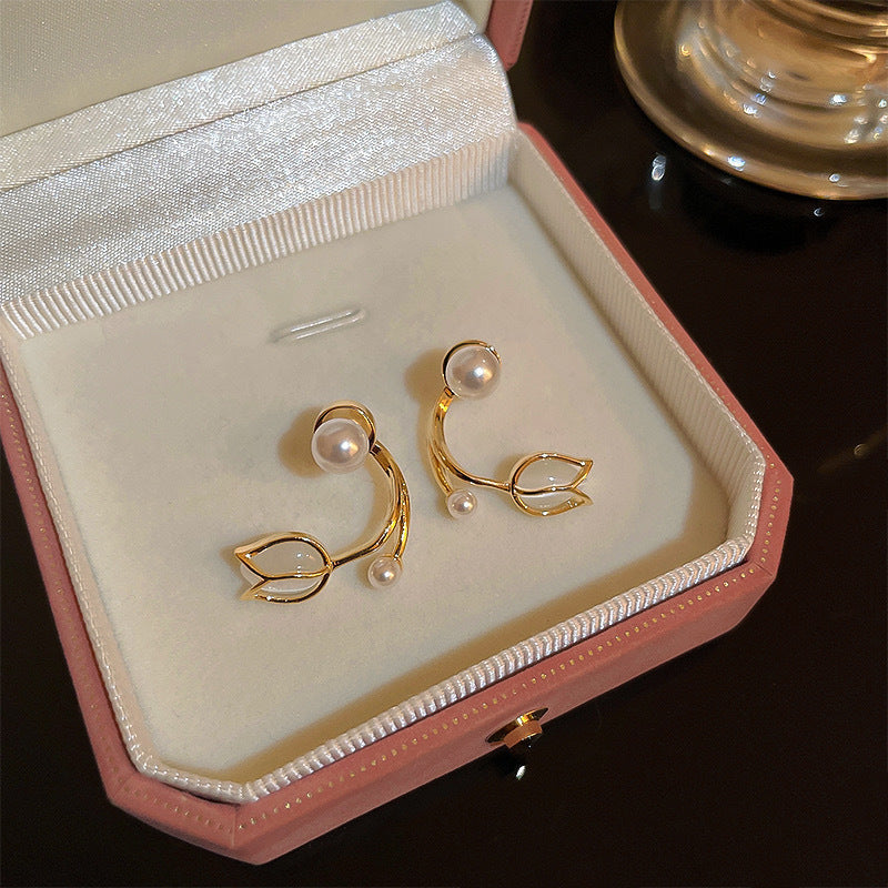 Lovcia Elegant Modern Tulip Flower Stud Earrings and Necklace Set for Women-Earrings-Earring-Earring