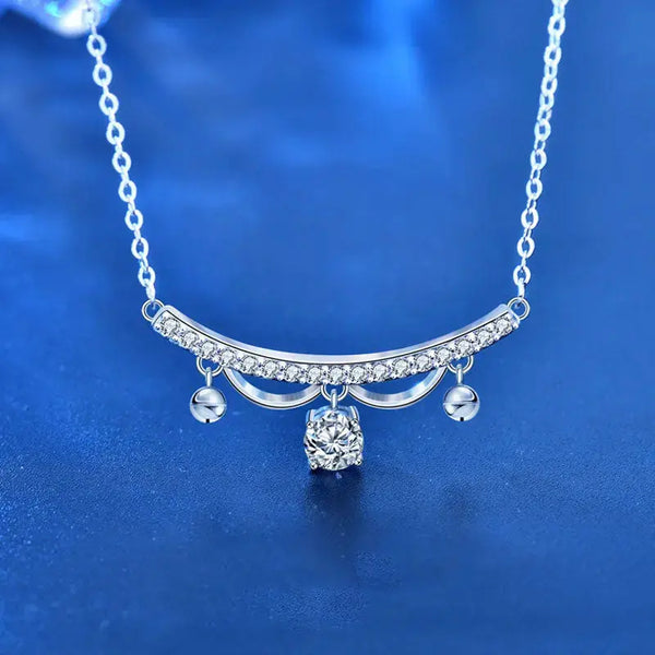 Lovcia Elegant Moissanite CZ Lace Drop Tassels 925 Sterling Silver Necklace-Necklaces-0.5 Carat Moissanite CZ-0.5 Carat Moissanite CZ