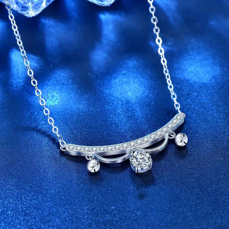 Lovcia Elegant Moissanite CZ Lace Drop Tassels 925 Sterling Silver Necklace-Necklaces-0.5 Carat Moissanite CZ-0.5 Carat Moissanite CZ