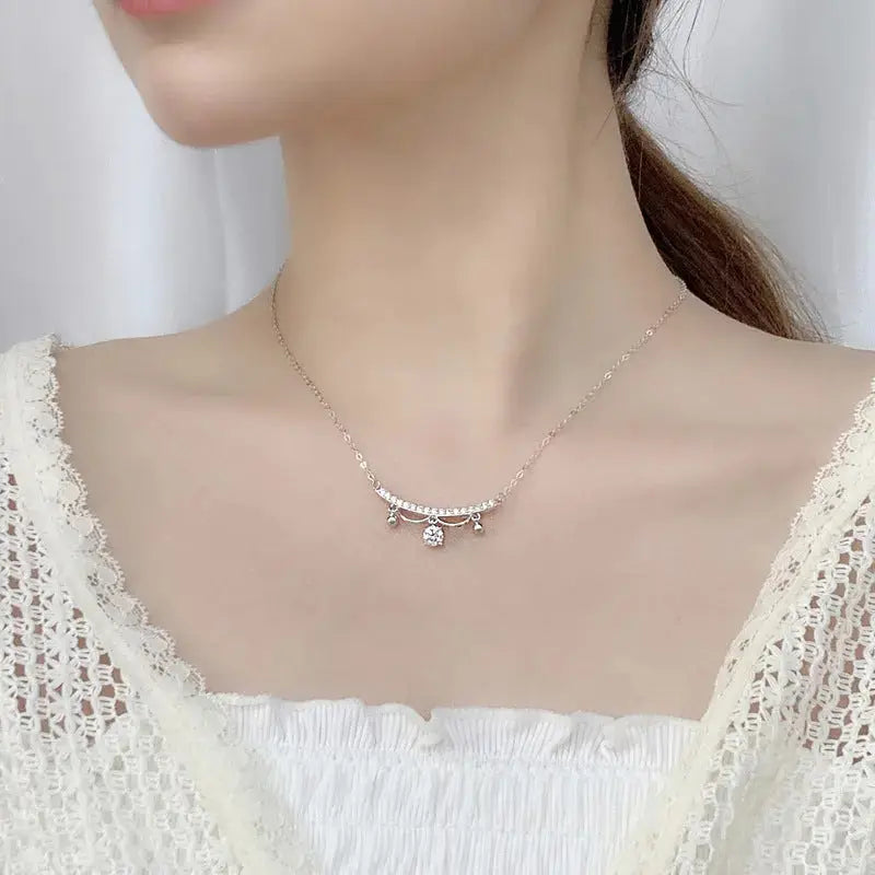 Lovcia Elegant Moissanite CZ Lace Drop Tassels 925 Sterling Silver Necklace-Necklaces-0.5 Carat Moissanite CZ-0.5 Carat Moissanite CZ