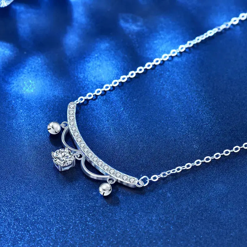 Lovcia Elegant Moissanite CZ Lace Drop Tassels 925 Sterling Silver Necklace-Necklaces-0.5 Carat Moissanite CZ-0.5 Carat Moissanite CZ