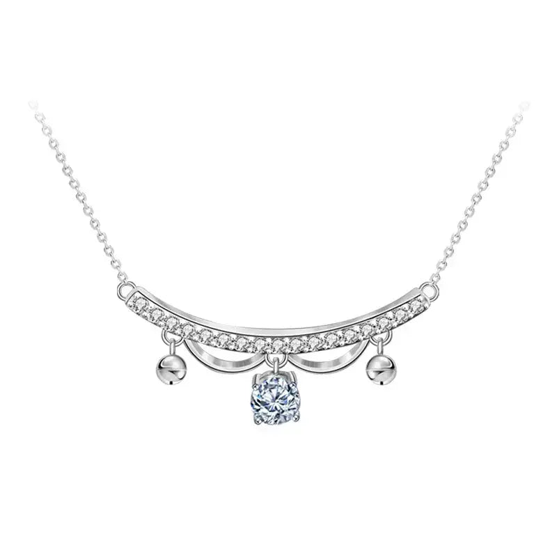 Lovcia Elegant Moissanite CZ Lace Drop Tassels 925 Sterling Silver Necklace-Necklaces-0.5 Carat Moissanite CZ-0.5 Carat Moissanite CZ