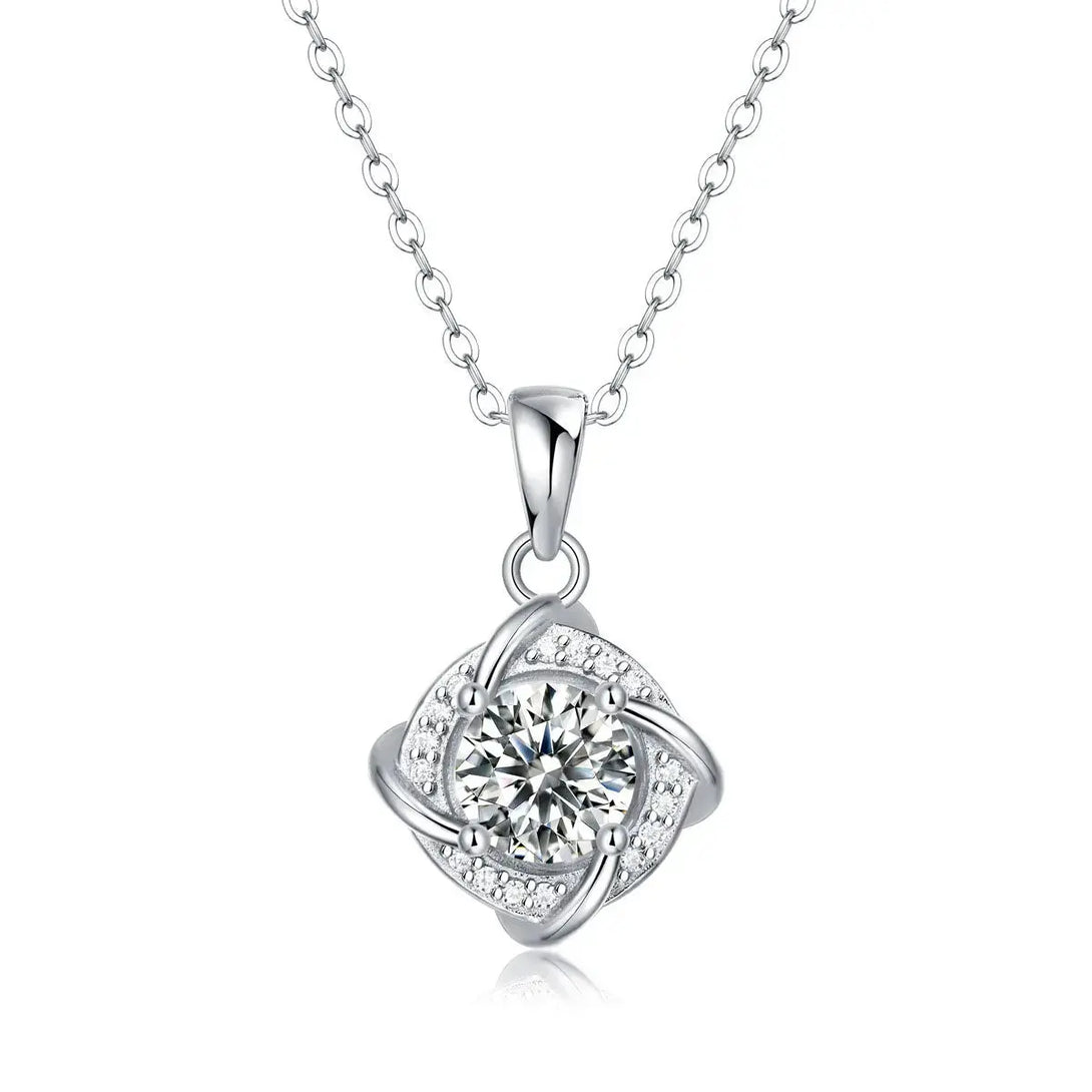 Lovcia Elegant Moissanite CZ Rhombus 925 Sterling Silver Necklace-Charms & Pendants-1 ct ( Certificate Included )-1 ct ( Certificate Included )