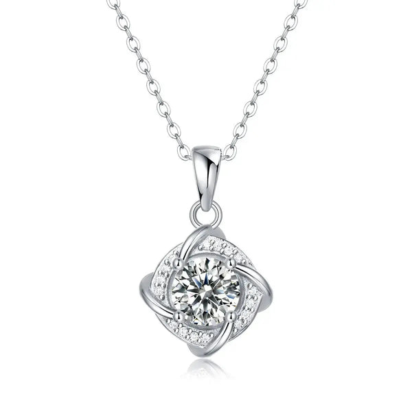 Lovcia Elegant Moissanite CZ Rhombus 925 Sterling Silver Necklace-Charms & Pendants-1 ct ( Certificate Included )-1 ct ( Certificate Included )