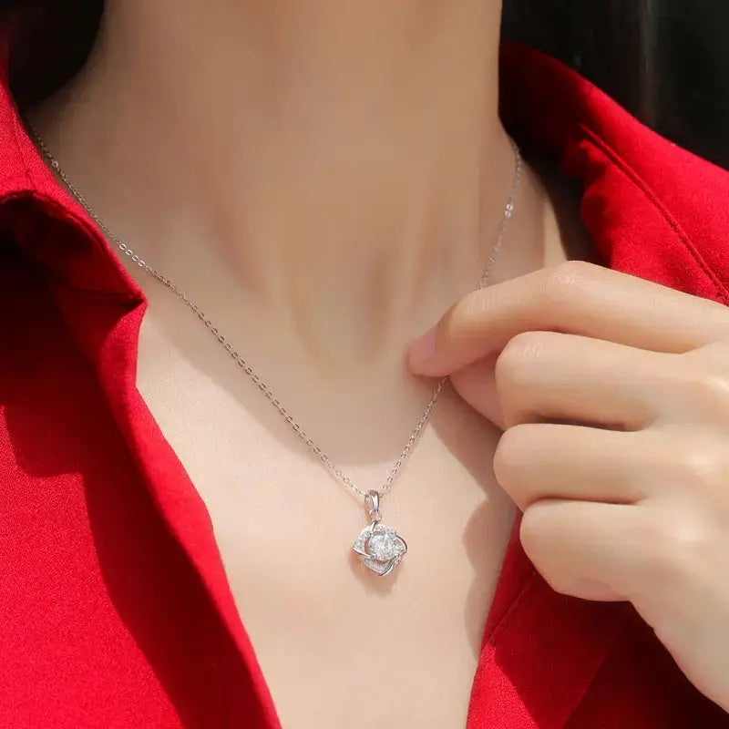 Lovcia Elegant Moissanite CZ Rhombus 925 Sterling Silver Necklace-Charms & Pendants-1 ct ( Certificate Included )-1 ct ( Certificate Included )