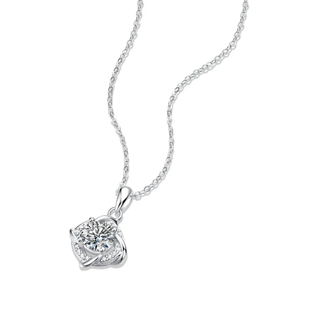 Lovcia Elegant Moissanite CZ Rhombus 925 Sterling Silver Necklace-Charms & Pendants-1 ct ( Certificate Included )-1 ct ( Certificate Included )