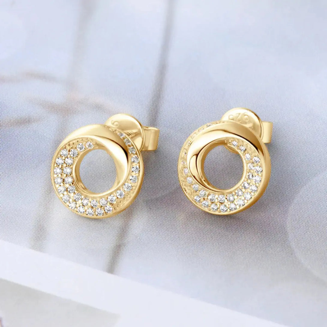 Lovcia Elegant Moissanite Stud Earrings in 925 Sterling Silver for Women-Earrings-Gold-One Size-Gold