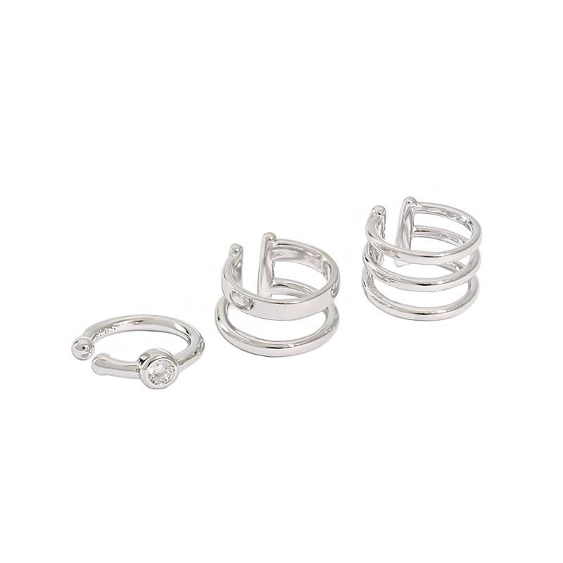 Lovcia Elegant Multi-Layer 925 Sterling Silver Non-Pierced Single Earring for Women-Earrings-Silver & Double Layer-Silver & Double Layer
