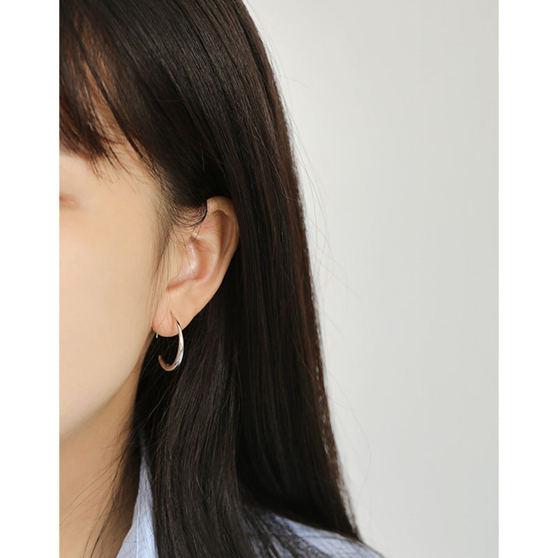 Lovcia Elegant O-Shaped 925 Sterling Silver Hoop Earrings for Women with 18K Gold/Rhodium Finish-Earrings-Rhodium-Rhodium