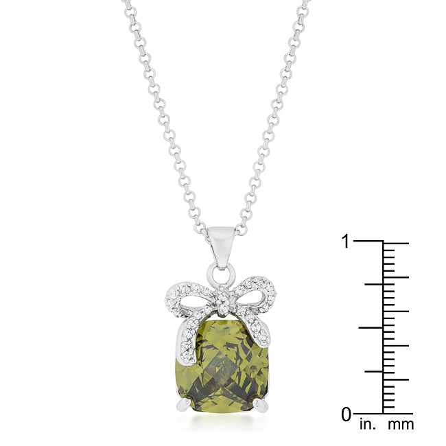Lovcia Elegant Olivine Cubic Zirconia Pendant with Bow Design-Pendants-