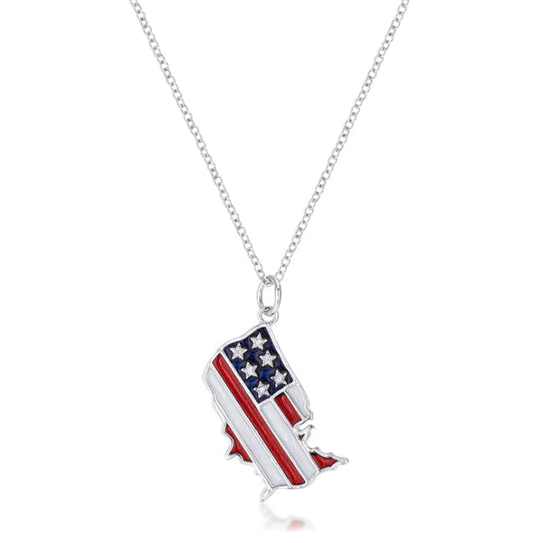 Lovcia Elegant Patriotic U.S. Map Pendant Necklace with CZ Accents-Necklaces-