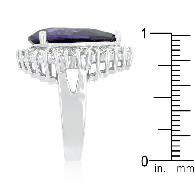 Lovcia Elegant Pear-Cut Purple and Clear Cubic Zirconia Ring-Rings-5-5
