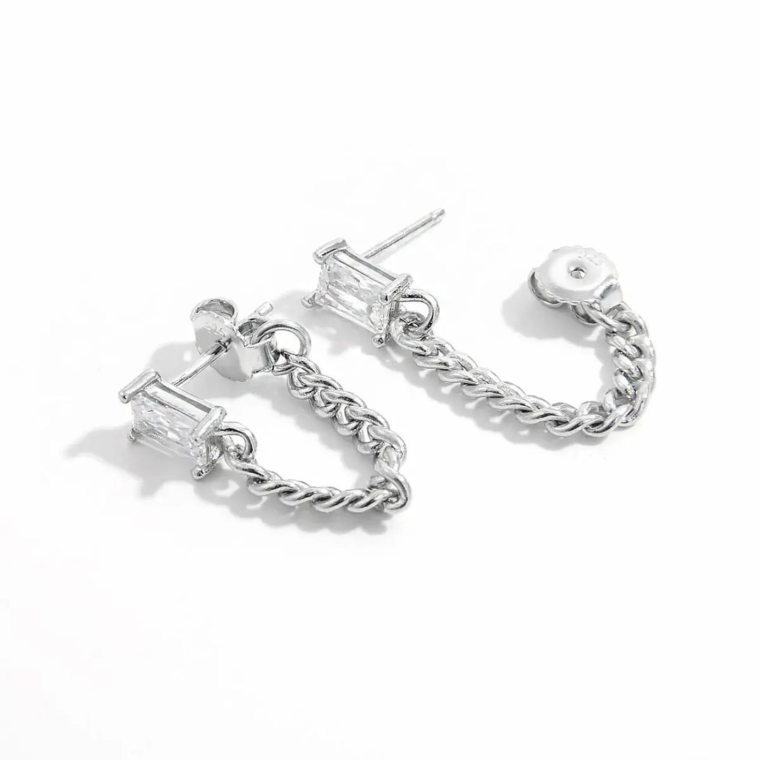 Lovcia Elegant Platinum-Plated Sterling Silver Zircon Drop Earrings for Women-Earrings-Silver-One Size-Silver