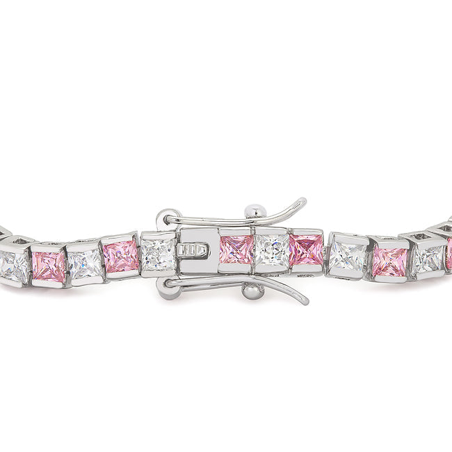 Lovcia Elegant Princess Cut Cubic Zirconia Rhodium Bracelet-Bracelets-