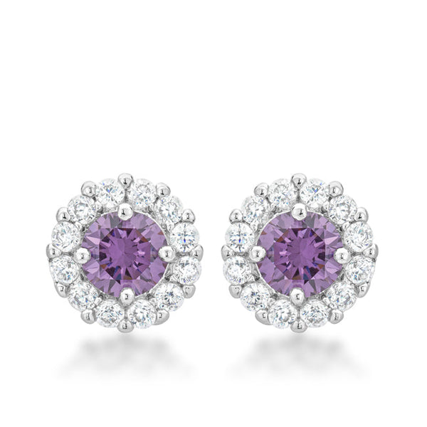 Lovcia Elegant Purple Bridal Earrings with Rhodium Finish-Earrings-
