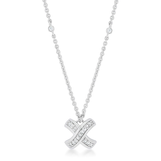 Lovcia Elegant Radiance Pave X Pendant Necklace-Pendants-