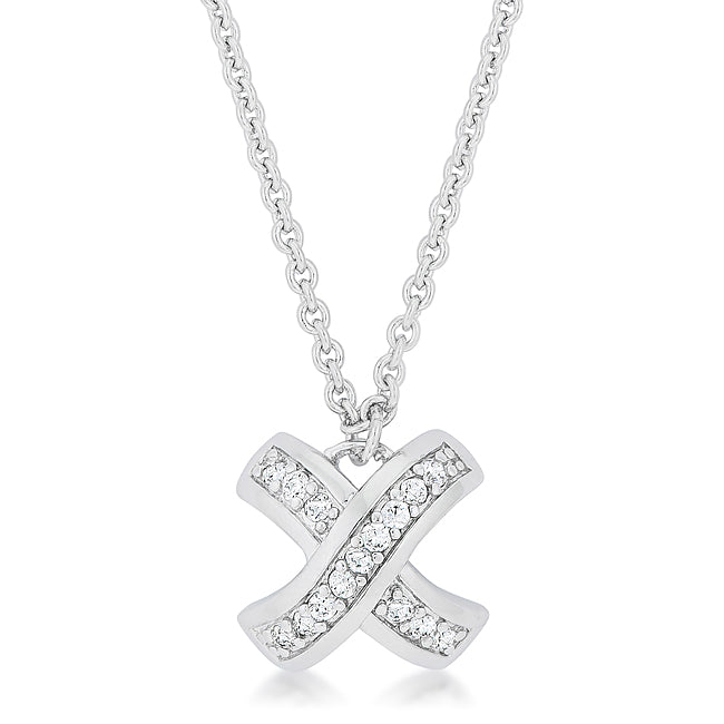Lovcia Elegant Radiance Pave X Pendant Necklace-Pendants-