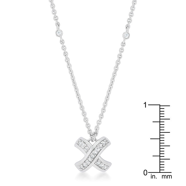 Lovcia Elegant Radiance Pave X Pendant Necklace-Pendants-