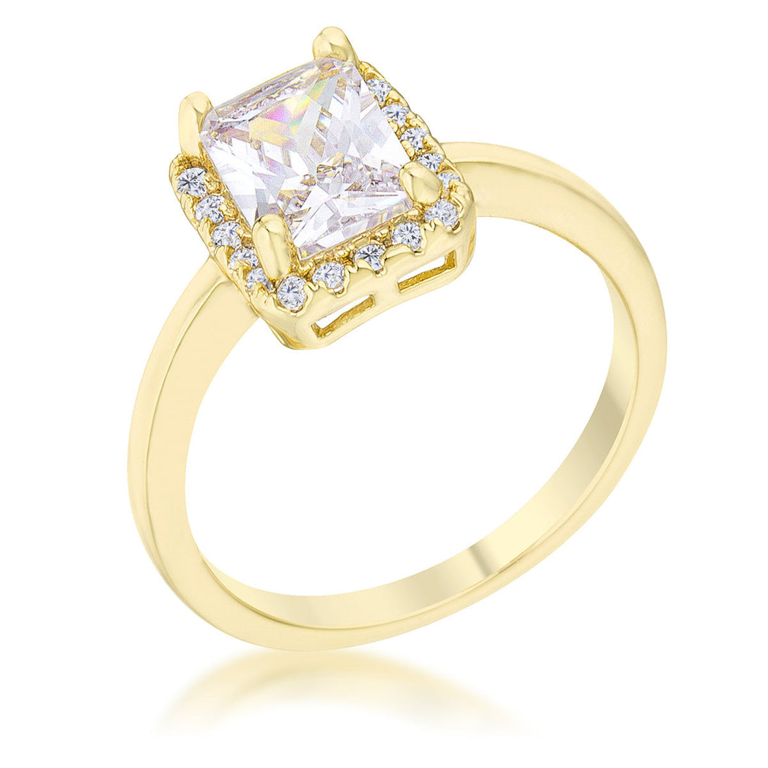 Lovcia Elegant Radiant-Style CZ Ring in 14k Gold with Pave Accents-Rings-5-5