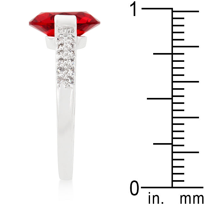 Lovcia Elegant Red Oval Cubic Zirconia Rhodium-Plated Engagement Ring-Rings-5-5