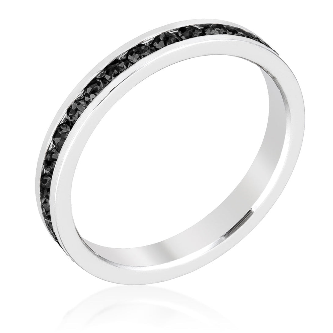 Lovcia Elegant Regal Splendor Jet Black Crystal Eternity Ring-Rings-5-5