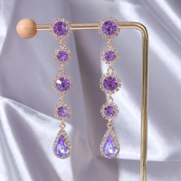 Lovcia Elegant Retro Geometric Water Drop Earrings in Purple-Earrings-Purple-Purple