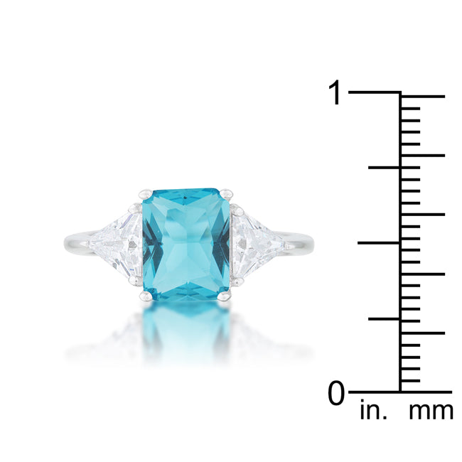 Lovcia Elegant Rhodium Blue Topaz and CZ Engagement Ring-Rings-5-5