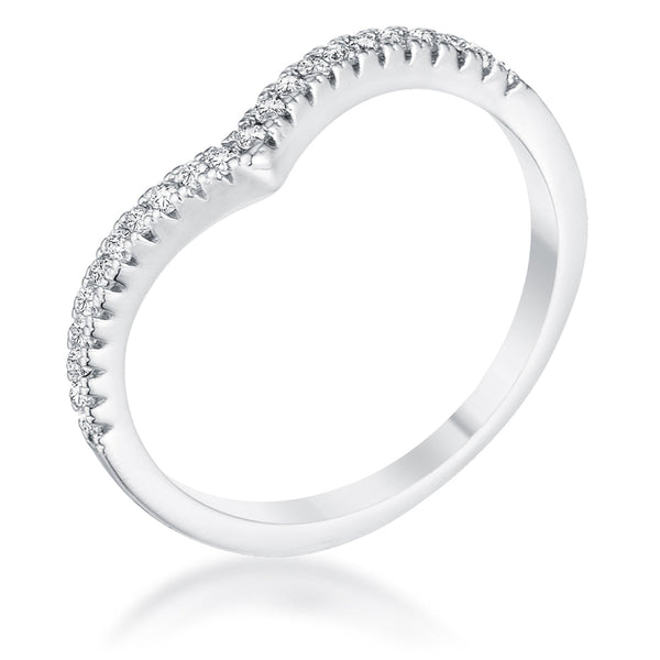 Lovcia Elegant Rhodium Chevron Band with Cubic Zirconia Stones-Rings-5-5