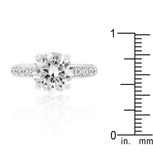 Lovcia Elegant Rhodium-Finished Cubic Zirconia Engagement Ring-Rings-5-5