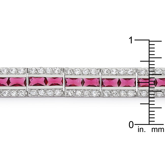 Lovcia Elegant Rhodium-Finished Red Cubic Zirconia Bracelet-Bracelets-