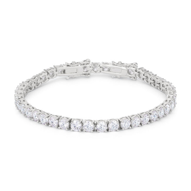 Lovcia Elegant Rhodium-Finished Round Cut Zirconia Bracelet-Bracelets-