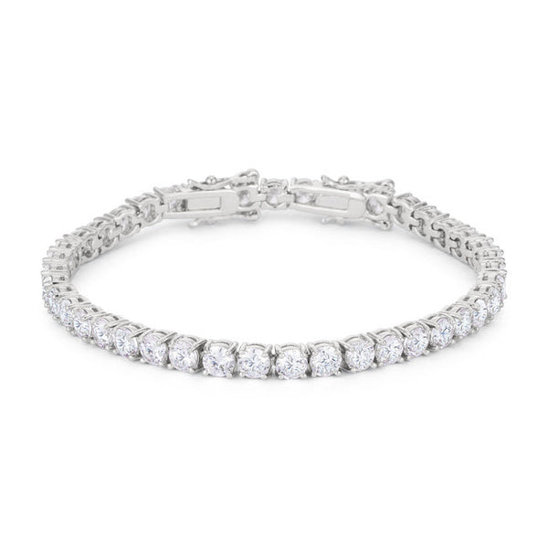 Lovcia Elegant Rhodium-Finished Round Cut Zirconia Bracelet-Bracelets-