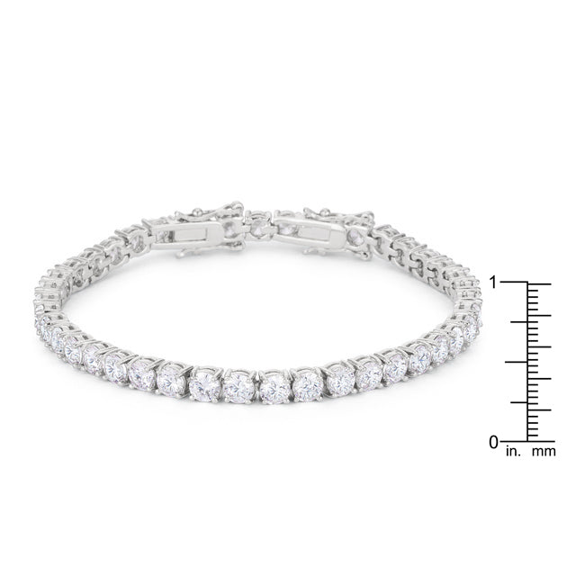 Lovcia Elegant Rhodium-Finished Round Cut Zirconia Bracelet-Bracelets-