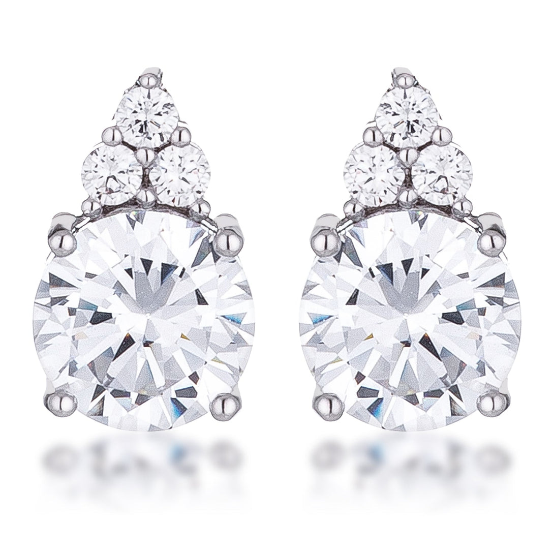 Lovcia Elegant Rhodium-Plated 9mm Clear CZ Stud Earrings-Earrings-