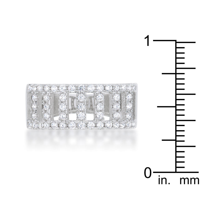 Lovcia Elegant Rhodium-Plated Band Ring with CZ Accents-Rings-5-5