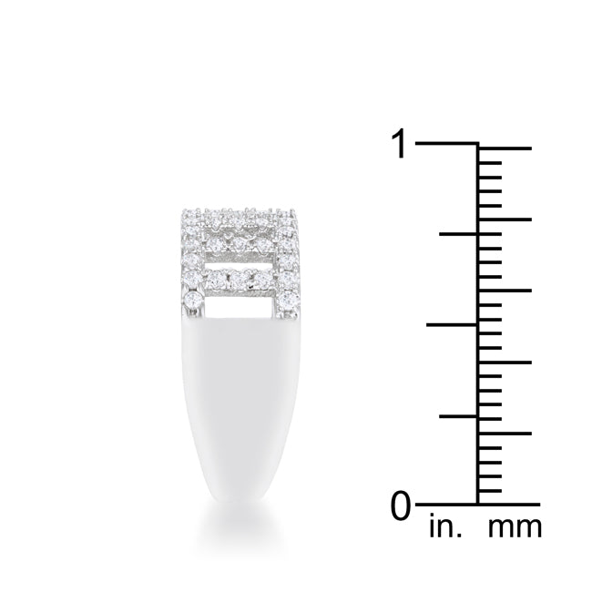 Lovcia Elegant Rhodium-Plated Band Ring with CZ Accents-Rings-5-5